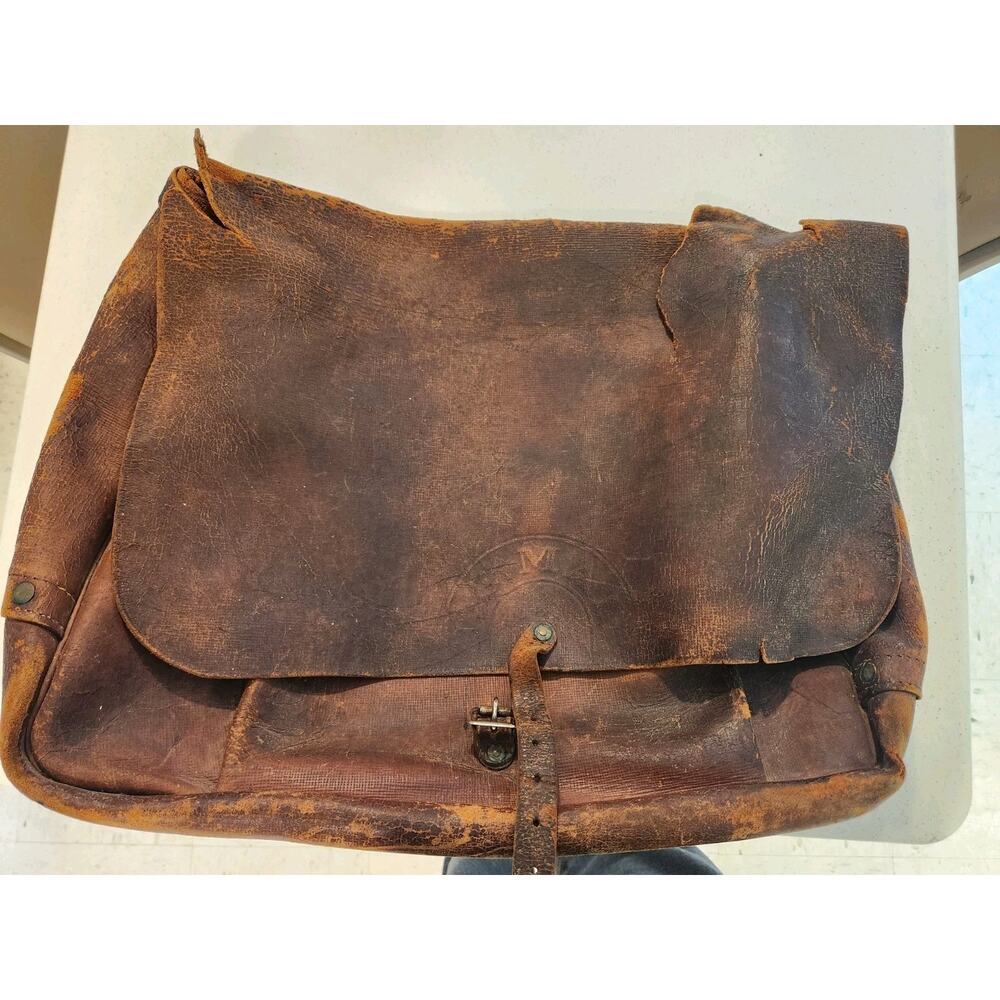 VTG Rare USPS US Leather Mail Postal Carrier Messenger Bag 1938 US NAVY?